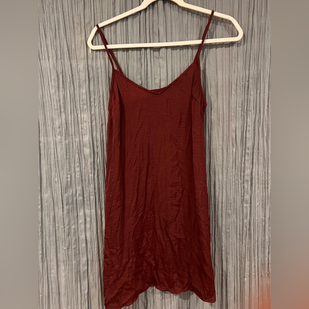 Red satin dress